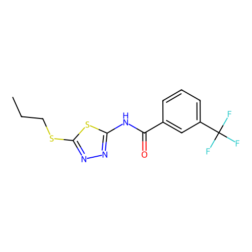 N-(5-propylsulfanyl-1,3,4-thiadiazol-2-yl)-3-(trifluoromethyl)benzamide structure