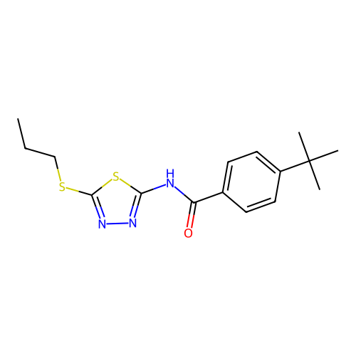 4-(tert-butyl)-N-(5-(propylthio)-1,3,4-thiadiazol-2-yl)benzamide structure
