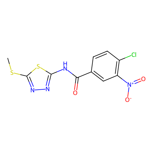 4-Chloro-N-[5-(methylthio)-1,3,4-thiadiazol-2-yl]-3-nitrobenzamide structure