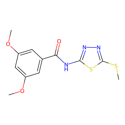 3,5-dimethoxy-N-(5-methylsulfanyl-1,3,4-thiadiazol-2-yl)benzamide structure