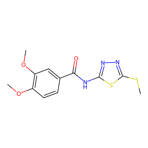 3,4-dimethoxy-N-(5-(methylthio)-1,3,4-thiadiazol-2-yl)benzamide structure