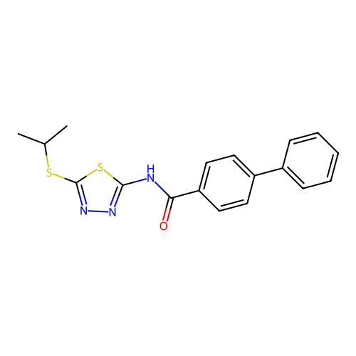 N-(5-(isopropylthio)-1,3,4-thiadiazol-2-yl)-[1,1'-biphenyl]-4-carboxamide structure