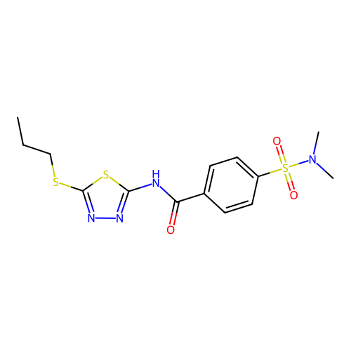 4-(N,N-dimethylsulfamoyl)-N-(5-(propylthio)-1,3,4-thiadiazol-2-yl)benzamide structure