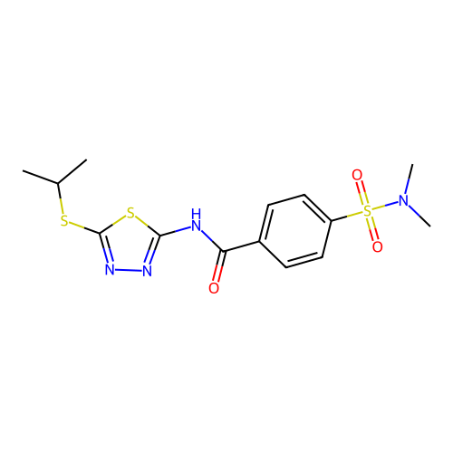 4-(N,N-dimethylsulfamoyl)-N-(5-(isopropylthio)-1,3,4-thiadiazol-2-yl)benzamide structure
