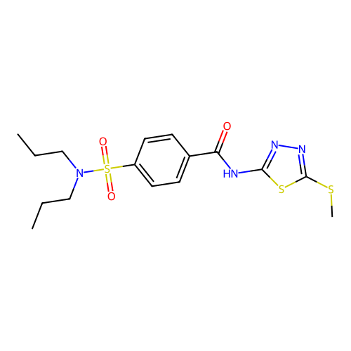 4-(N,N-dipropylsulfamoyl)-N-(5-(methylthio)-1,3,4-thiadiazol-2-yl)benzamide structure