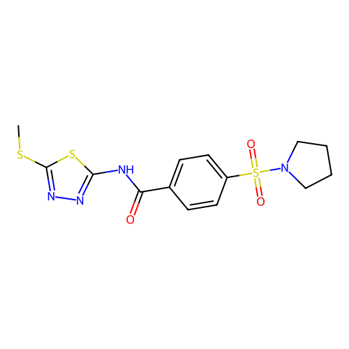 N-(5-methylsulfanyl-1,3,4-thiadiazol-2-yl)-4-pyrrolidin-1-ylsulfonylbenzamide structure