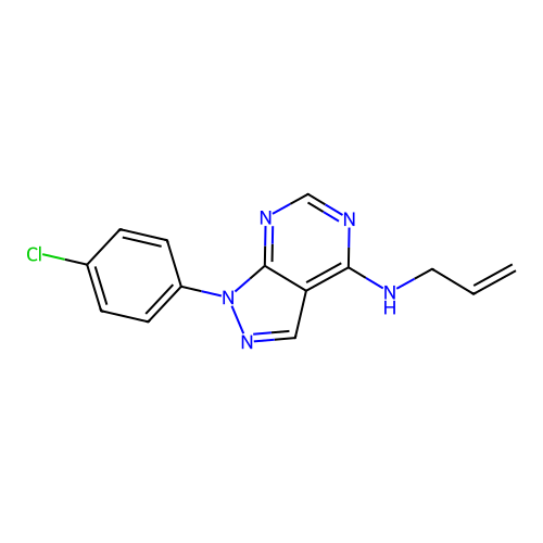 1-(4-chlorophenyl)-N-prop-2-enylpyrazolo[3,4-d]pyrimidin-4-amine structure