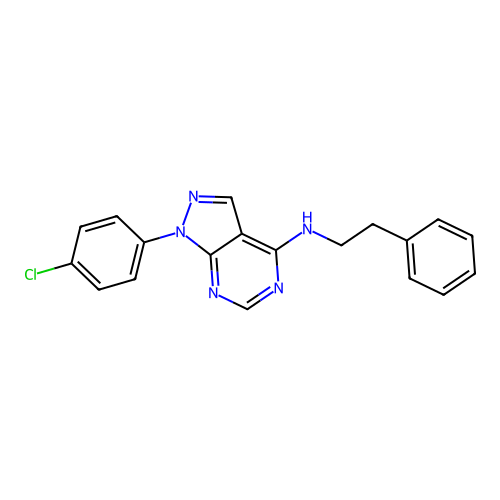 1-(4-chlorophenyl)-N-(2-phenylethyl)-1H-pyrazolo[3,4-d]pyrimidin-4-amine structure