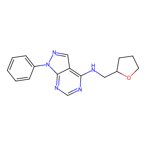 N-(2-oxolanylmethyl)-1-phenyl-4-pyrazolo[3,4-d]pyrimidinamine structure