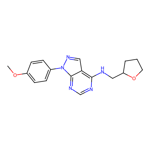 1-(4-methoxyphenyl)-N-(2-oxolanylmethyl)-4-pyrazolo[3,4-d]pyrimidinamine structure