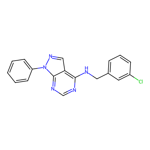 N-(3-chlorobenzyl)-1-phenyl-1H-pyrazolo[3,4-d]pyrimidin-4-amine structure