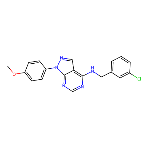 N-(3-chlorobenzyl)-1-(4-methoxyphenyl)-1H-pyrazolo[3,4-d]pyrimidin-4-amine structure