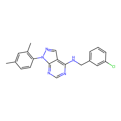 N-(3-chlorobenzyl)-1-(2,4-dimethylphenyl)-1H-pyrazolo[3,4-d]pyrimidin-4-amine structure