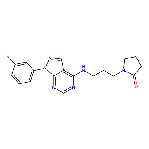 1-[3-(1-m-Tolyl-1H-pyrazolo[3,4-d]pyrimidin-4-ylamino)-propyl]-pyrrolidin-2-one structure