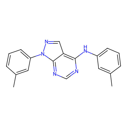N,1-bis(3-methylphenyl)-1H-pyrazolo[3,4-d]pyrimidin-4-amine structure