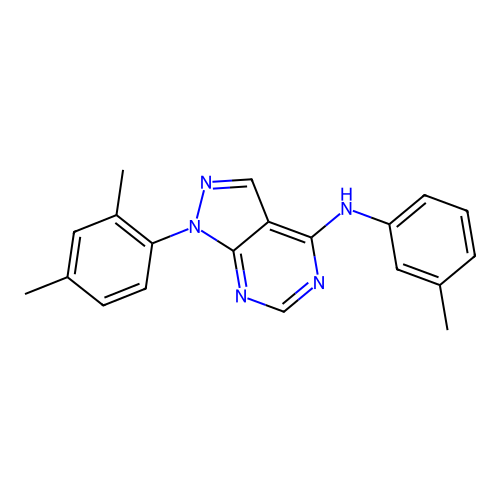 1-(2,4-dimethylphenyl)-N-(3-methylphenyl)-1H-pyrazolo[3,4-d]pyrimidin-4-amine structure