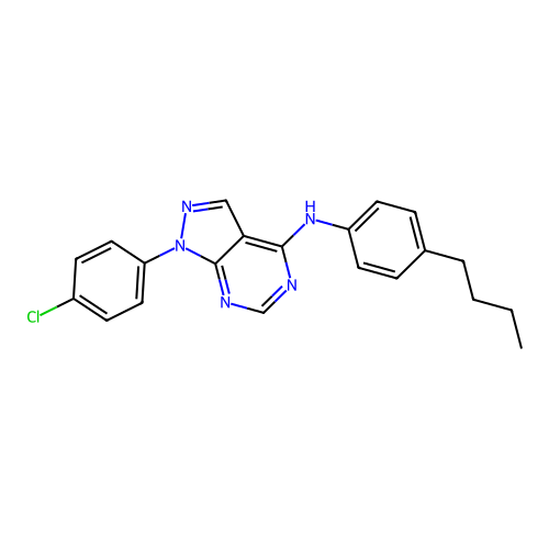 N-(4-butylphenyl)-1-(4-chlorophenyl)-1H-pyrazolo[3,4-d]pyrimidin-4-amine structure