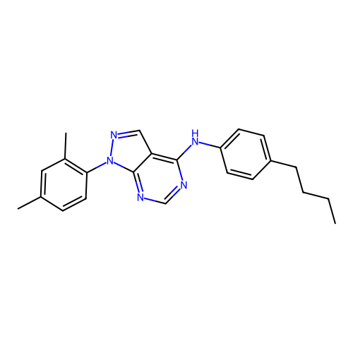 N-(4-butylphenyl)-1-(2,4-dimethylphenyl)-1H-pyrazolo[3,4-d]pyrimidin-4-amine structure