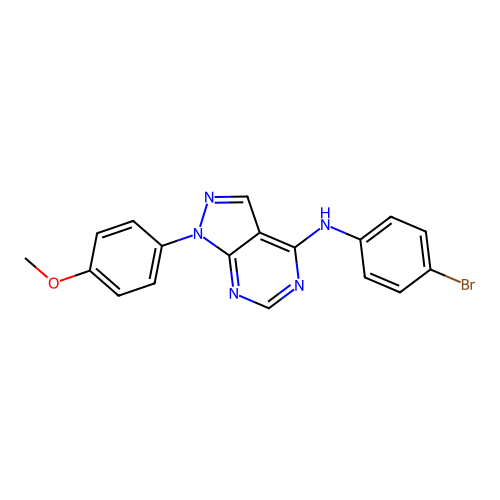 N-(4-bromophenyl)-1-(4-methoxyphenyl)-1H-pyrazolo[3,4-d]pyrimidin-4-amine structure