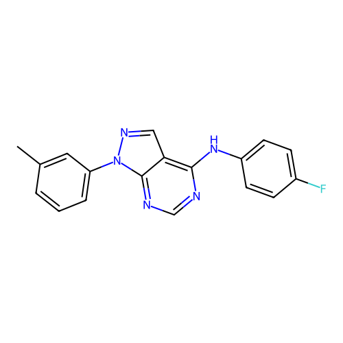 N-(4-fluorophenyl)-1-(3-methylphenyl)-4-pyrazolo[3,4-d]pyrimidinamine structure