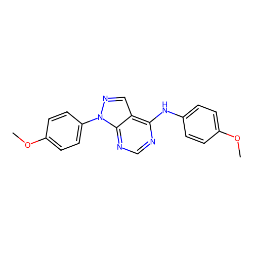 N,1-bis(4-methoxyphenyl)-1H-pyrazolo[3,4-d]pyrimidin-4-amine structure