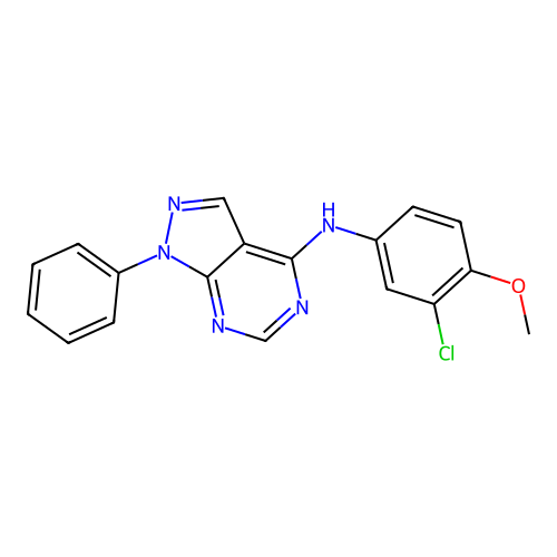 N-(3-chloro-4-methoxyphenyl)-1-phenyl-1H-pyrazolo[3,4-d]pyrimidin-4-amine structure