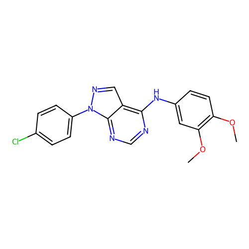 1-(4-chlorophenyl)-N-(3,4-dimethoxyphenyl)-1H-pyrazolo[3,4-d]pyrimidin-4-amine structure