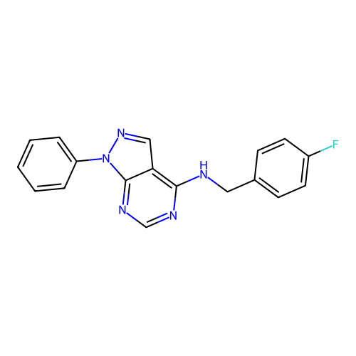 N-(4-fluorobenzyl)-1-phenyl-1H-pyrazolo[3,4-d]pyrimidin-4-amine structure