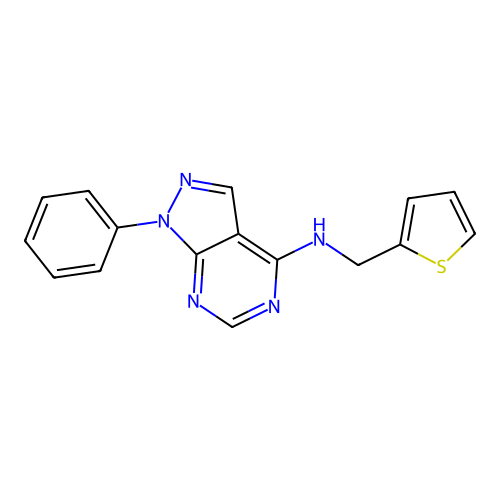 1-phenyl-N-(thiophen-2-ylmethyl)-1H-pyrazolo[3,4-d]pyrimidin-4-amine structure