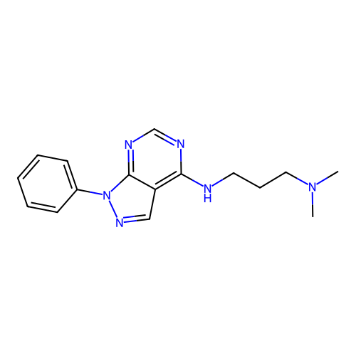 Dimethyl{3-[(1-phenylpyrazolo[4,5-e]pyrimidin-4-yl)amino]propyl}amine structure