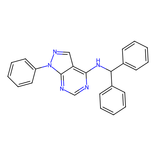 N-(diphenylmethyl)-1-phenyl-1H-pyrazolo[3,4-d]pyrimidin-4-amine structure