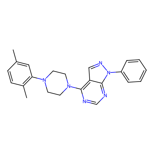 4-(4-(2,5-dimethylphenyl)piperazin-1-yl)-1-phenyl-1H-pyrazolo[3,4-d]pyrimidine structure