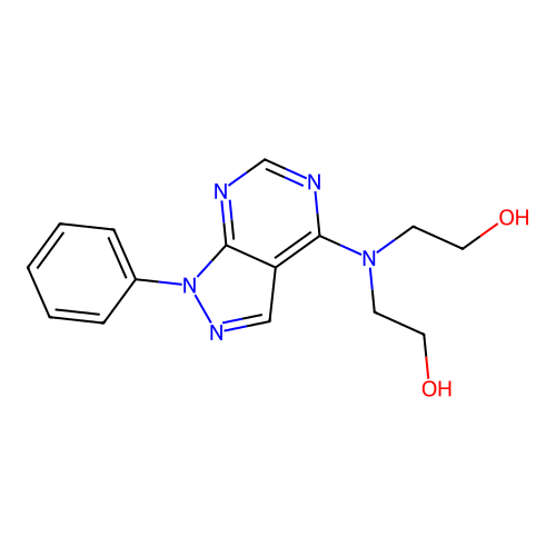 2,2'-((1-phenyl-1H-pyrazolo[3,4-d]pyrimidin-4-yl)azanediyl)diethanol structure