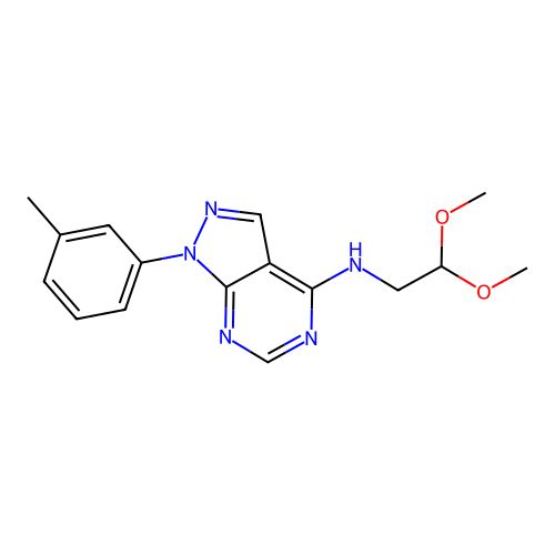 N-(2,2-dimethoxyethyl)-1-(3-methylphenyl)-1H-pyrazolo[3,4-d]pyrimidin-4-amine structure