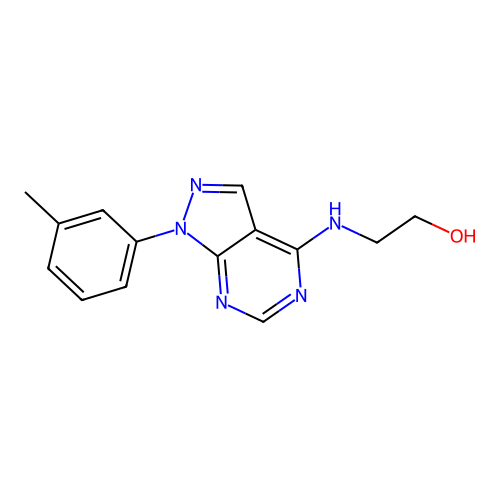 2-{[1-(3-methylphenyl)-1H-pyrazolo[3,4-d]pyrimidin-4-yl]amino}ethanol structure