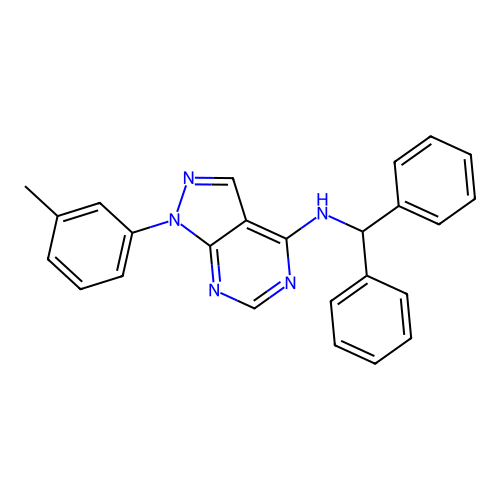 N-(diphenylmethyl)-1-(3-methylphenyl)-1H-pyrazolo[3,4-d]pyrimidin-4-amine structure