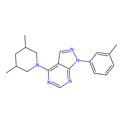 3,5-dimethyl-1-[1-(3-methylphenyl)-1H-pyrazolo[3,4-d]pyrimidin-4-yl]piperidine structure