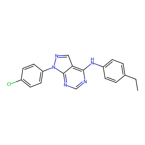 1-(4-chlorophenyl)-N-(4-ethylphenyl)-1H-pyrazolo[3,4-d]pyrimidin-4-amine structure