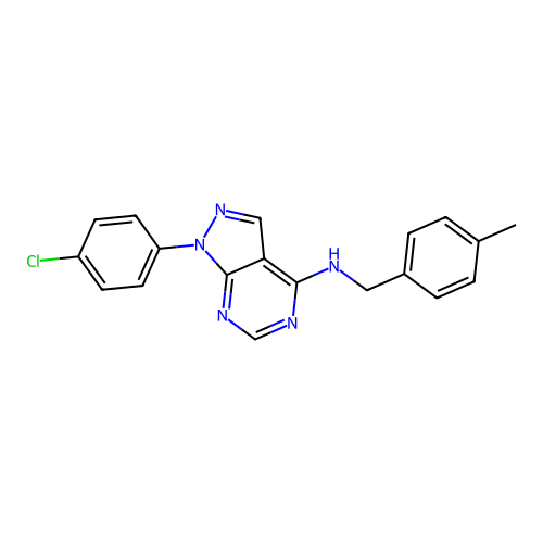 1-(4-chlorophenyl)-N-(4-methylbenzyl)-1H-pyrazolo[3,4-d]pyrimidin-4-amine structure