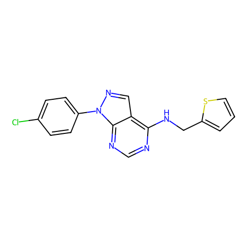1-(4-chlorophenyl)-N-(thiophen-2-ylmethyl)-1H-pyrazolo[3,4-d]pyrimidin-4-amine structure