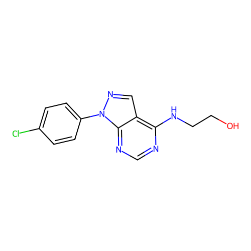 2-((1-(4-chlorophenyl)-1H-pyrazolo[3,4-d]pyrimidin-4-yl)amino)ethanol structure