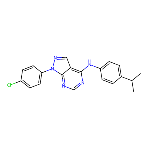 1-(4-chlorophenyl)-N-(4-isopropylphenyl)-1H-pyrazolo[3,4-d]pyrimidin-4-amine structure