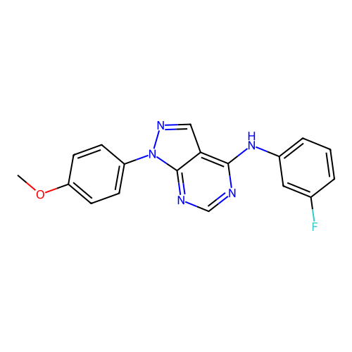 N-(3-fluorophenyl)-1-(4-methoxyphenyl)-1H-pyrazolo[3,4-d]pyrimidin-4-amine structure