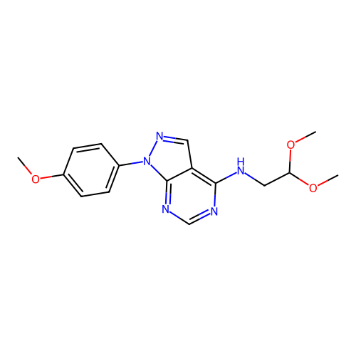 N-(2,2-dimethoxyethyl)-1-(4-methoxyphenyl)-1H-pyrazolo[3,4-d]pyrimidin-4-amine structure