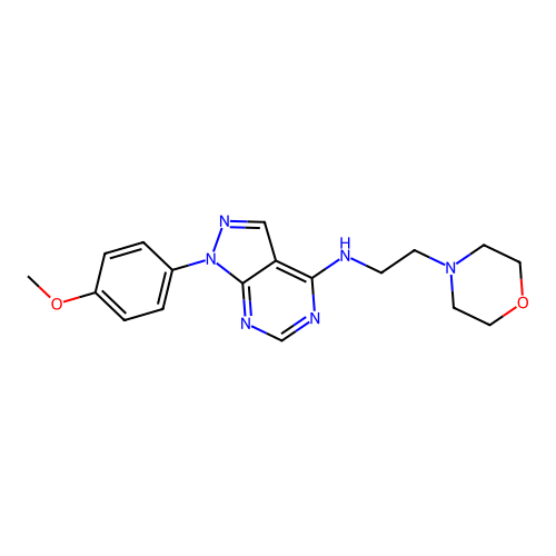 1-(4-methoxyphenyl)-N-[2-(4-morpholinyl)ethyl]-4-pyrazolo[3,4-d]pyrimidinamine structure