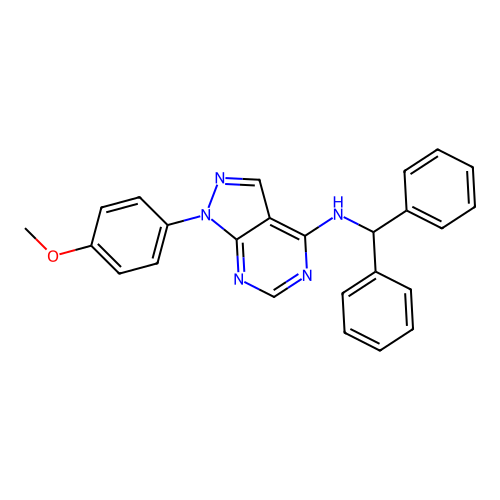 N-(diphenylmethyl)-1-(4-methoxyphenyl)-1H-pyrazolo[3,4-d]pyrimidin-4-amine structure