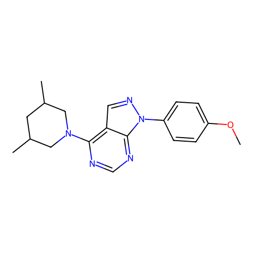 1-[1-(4-methoxyphenyl)-1H-pyrazolo[3,4-d]pyrimidin-4-yl]-3,5-dimethylpiperidine structure