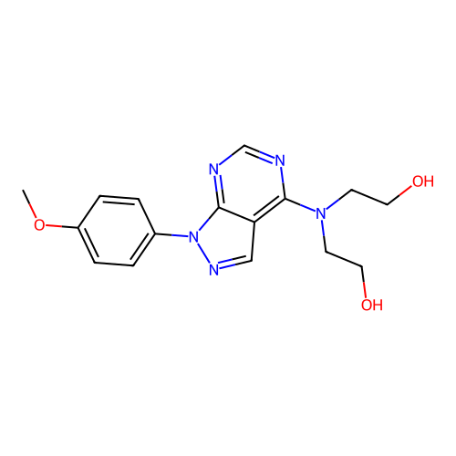2,2'-{[1-(4-methoxyphenyl)-1H-pyrazolo[3,4-d]pyrimidin-4-yl]imino}diethanol structure