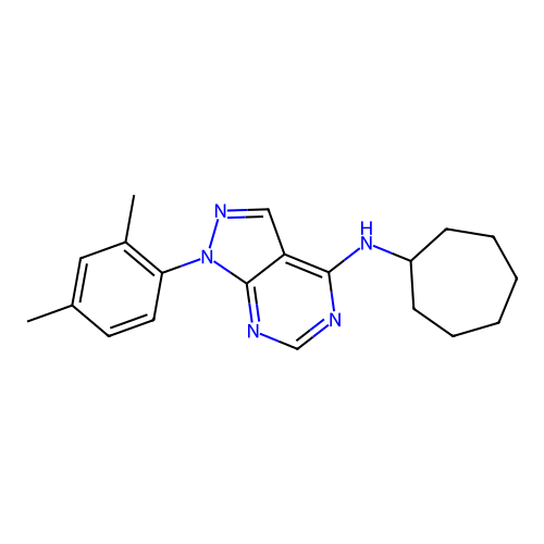 N-cycloheptyl-1-(2,4-dimethylphenyl)-1H-pyrazolo[3,4-d]pyrimidin-4-amine structure