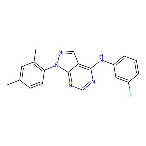 1-(2,4-dimethylphenyl)-N-(3-fluorophenyl)pyrazolo[3,4-d]pyrimidin-4-amine structure